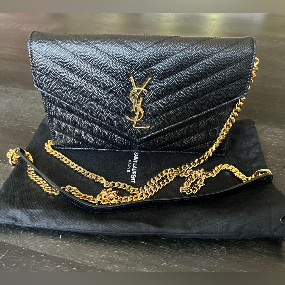 Authentic Ysl Small Wallet On Chain In Black And … - image 4